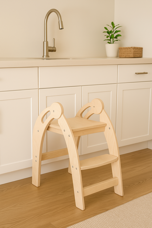 Klappbare Montessori-Stufe - Naturholz