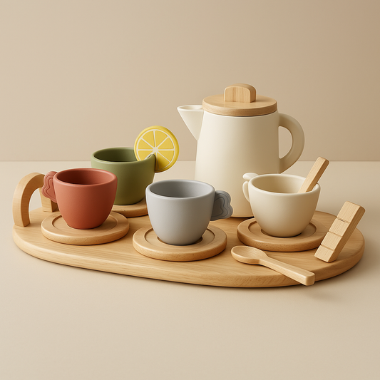 Service à thé en bois - Jeu d'imitation Montessori